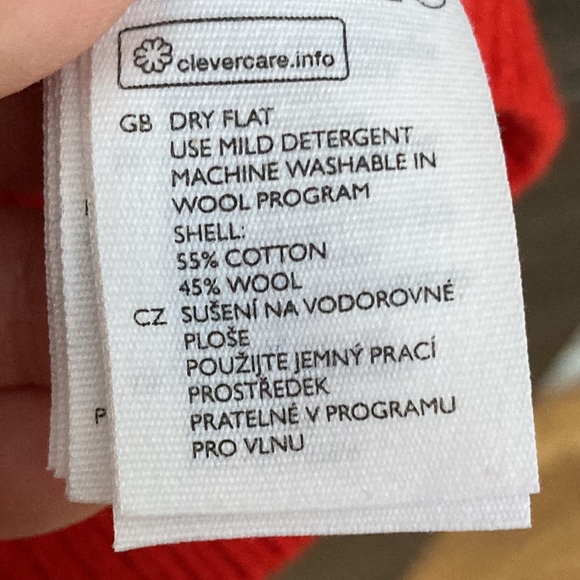 COS Reddy Orange Shaker Knit Drop Shoulder Wool & Cotton Sweater size Large - Picture 7 of 7